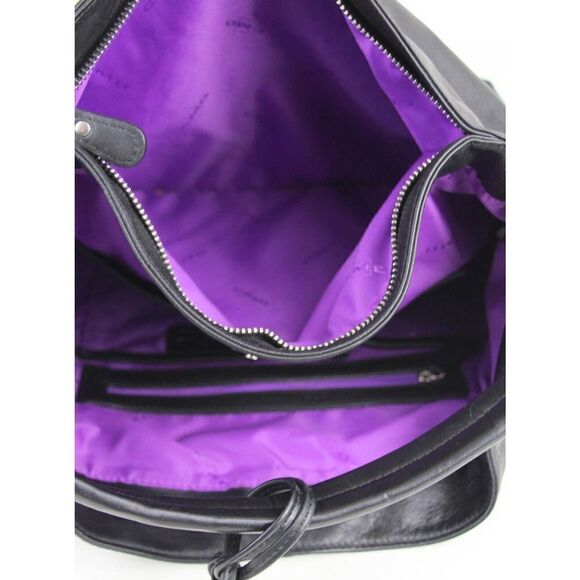 ROOMY Cezar Mizrahi BLACK GENUINE LEATHER SHOULDER BAG HANDBAG TOTE HOBO PURSE - Picture 12 of 16